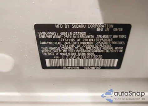 2019 Subaru Forester Premium from USA, damaged, VIN JF2SKAGC7KH419090